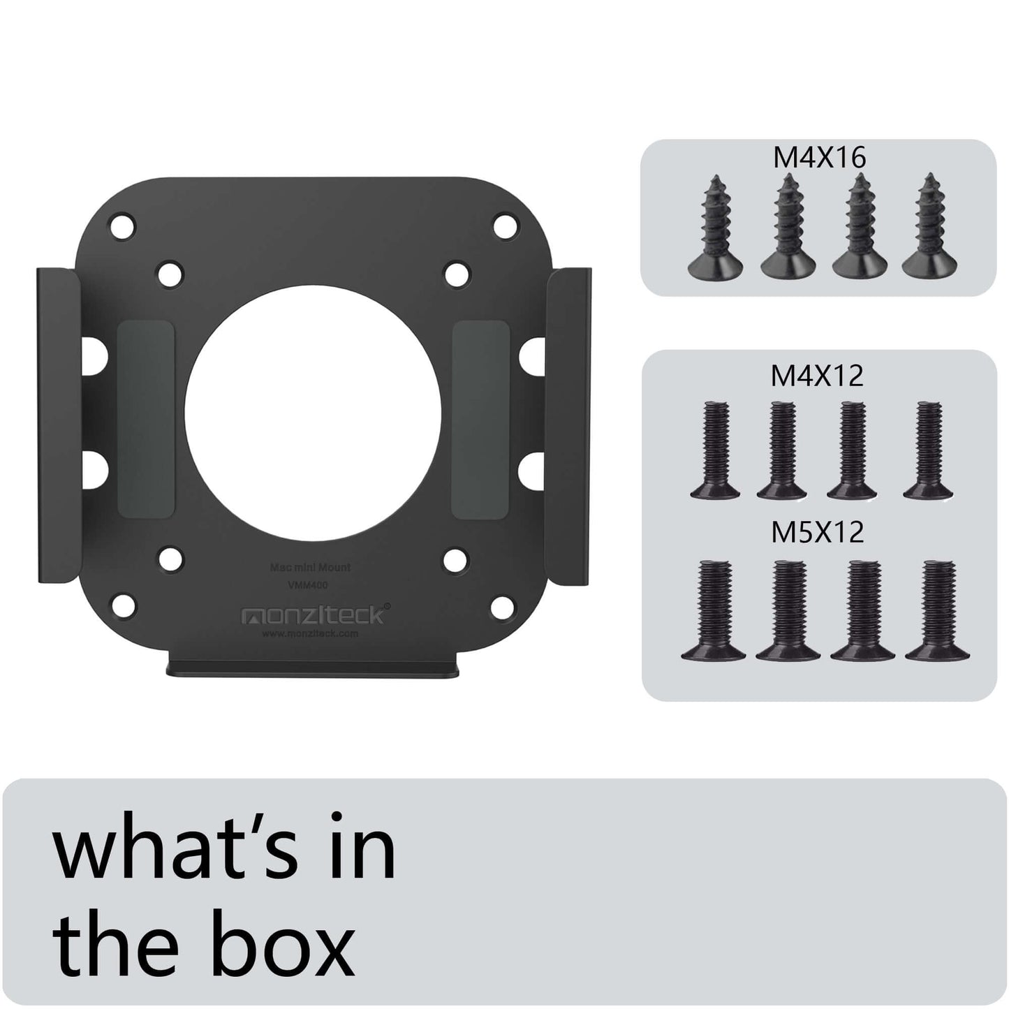 Monzlteck Mac Mini M4/M4 Pro & VESA Mount Dual-Purpose Under Desk/Wall Mount Bracket – Heavy-Duty Metal Bracket with Anti-Scratch Padding & Full Hardware Kit