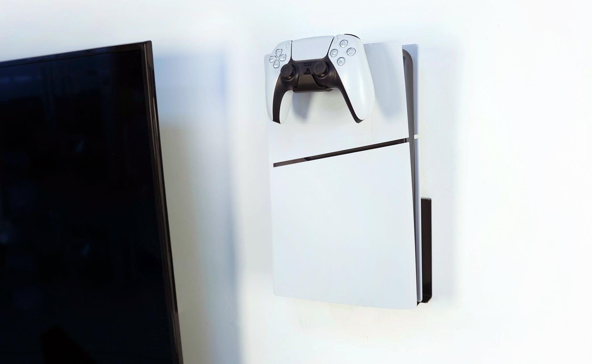 Monzlteck Wall Mount for PS5/PS5 Slim Playstation 5(Disc and Digital),All Metal Vertical Hanging on Wall, Space Saver, Easy to Install(Black)… - Monzlteck