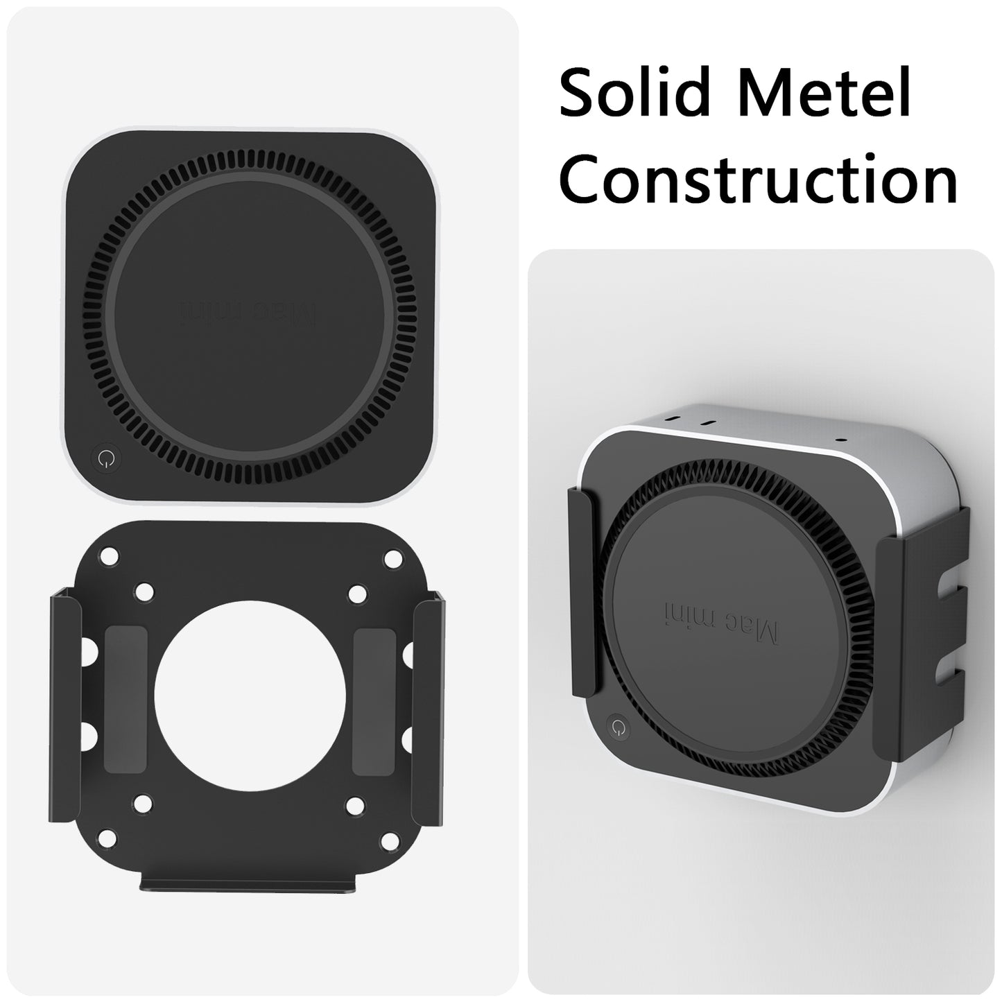 Monzlteck Mac Mini M4/M4 Pro & VESA Mount Dual-Purpose Under Desk/Wall Mount Bracket – Heavy-Duty Metal Bracket with Anti-Scratch Padding & Full Hardware Kit