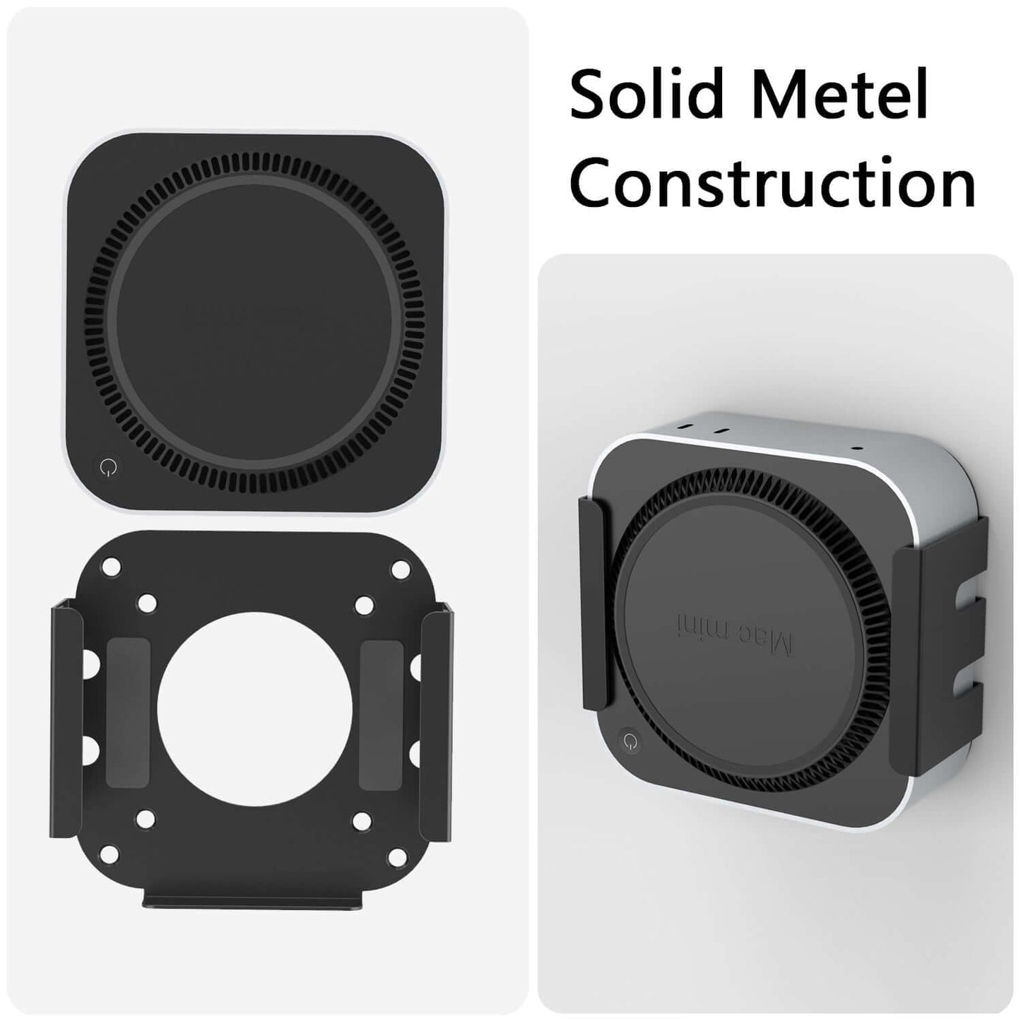 Monzlteck Mac Mini M4/M4 Pro & VESA Mount Dual-Purpose Under Desk/Wall Mount Bracket – Heavy-Duty Metal Bracket with Anti-Scratch Padding & Full Hardware Kit