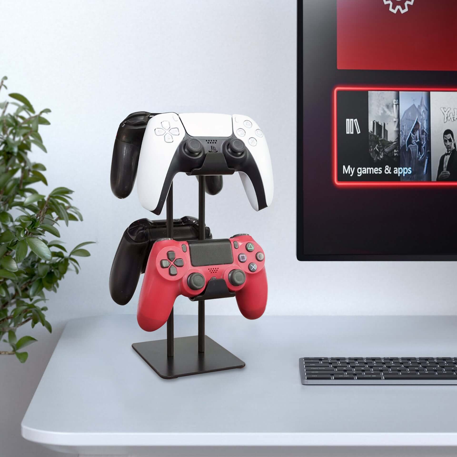 Monzlteck Desk Controller Holder, 2 Tier Metal Based Stand, Universal Controller Holder, Fit for PS4/PS5/SWITCH/XBOX - Monzlteck