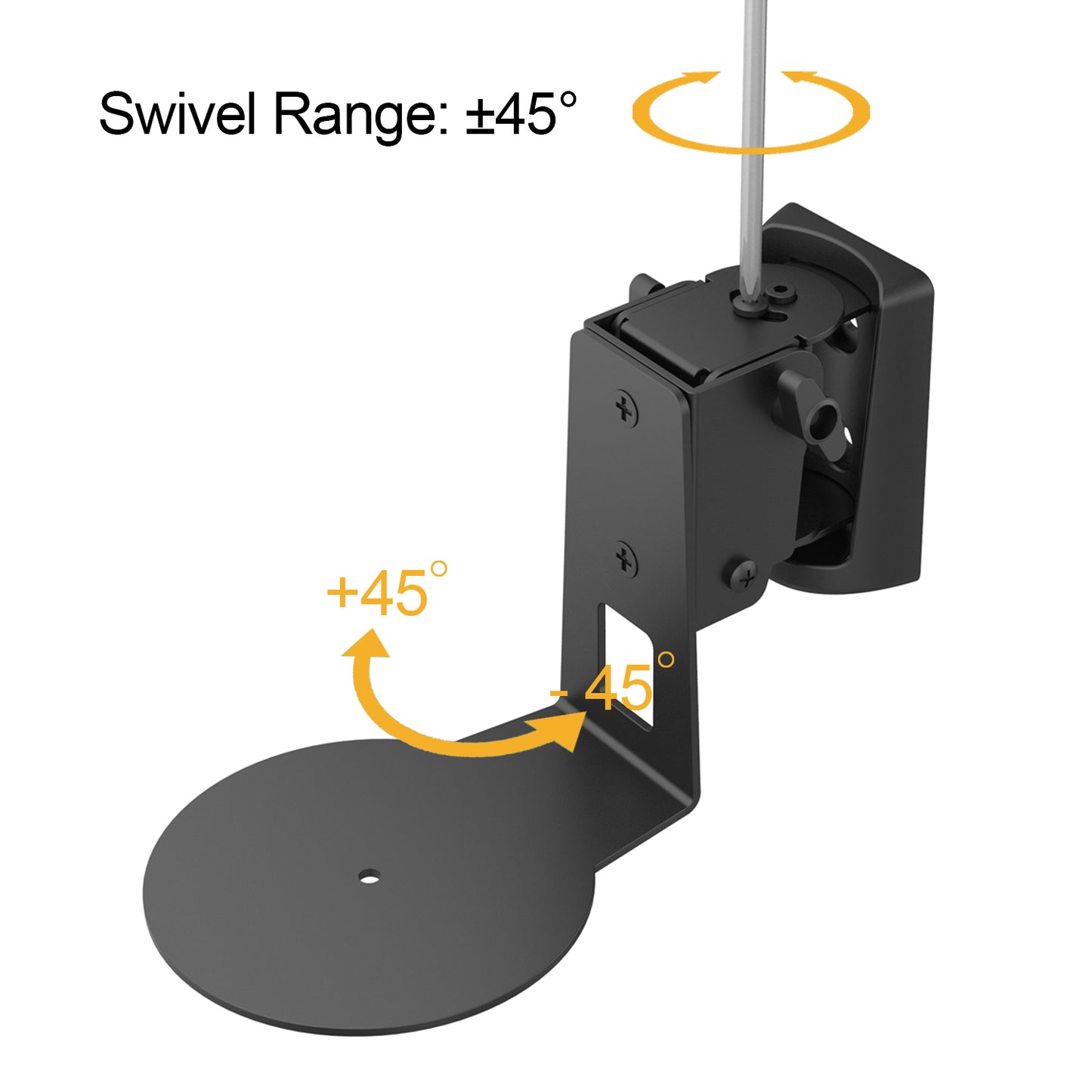Sonos Era 100 Wall Mount Bracket – All-Metal Heavy Duty Steel, Adjustable Angle (-22° to 3° Tilt, ±45° Swivel), Tool-Free Tilt Adjustment, Includes Mounting Screws & Anchors, Sturdy Anti-Vibration Speaker Wall Bracket
