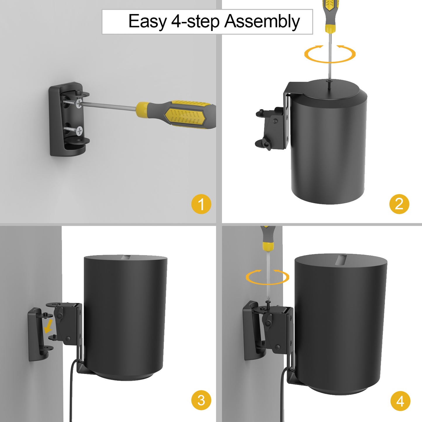 Sonos Era 100 Wall Mount Bracket – All-Metal Heavy Duty Steel, Adjustable Angle (-22° to 3° Tilt, ±45° Swivel), Tool-Free Tilt Adjustment, Includes Mounting Screws & Anchors, Sturdy Anti-Vibration Speaker Wall Bracket