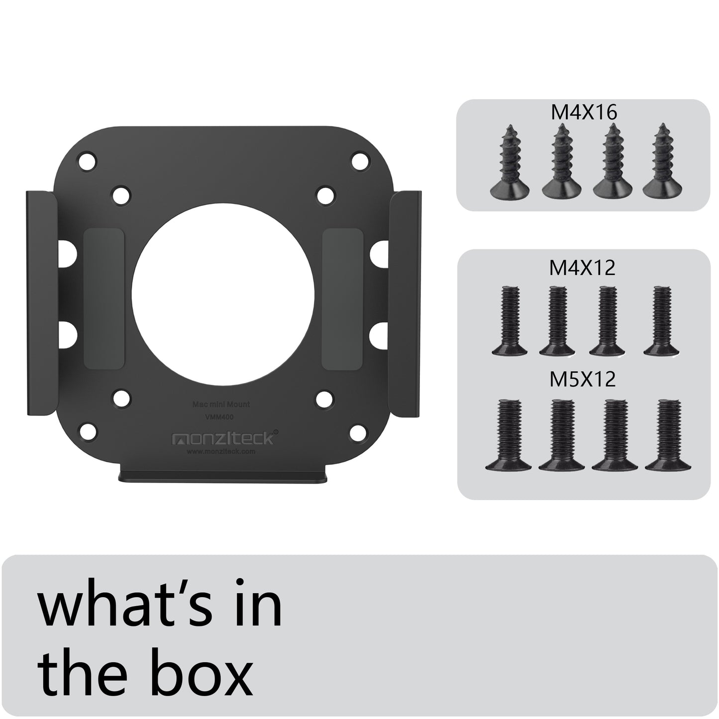 Monzlteck Mac Mini M4/M4 Pro & VESA Mount Dual-Purpose Under Desk/Wall Mount Bracket – Heavy-Duty Metal Bracket with Anti-Scratch Padding & Full Hardware Kit