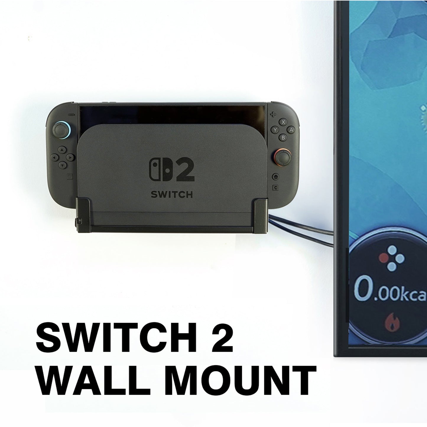 Monzlteck Wall Mount Bracket for Nintendo Switch 2 Dock, Left Side TV Mount, Metal Construction, Space-Saving Design