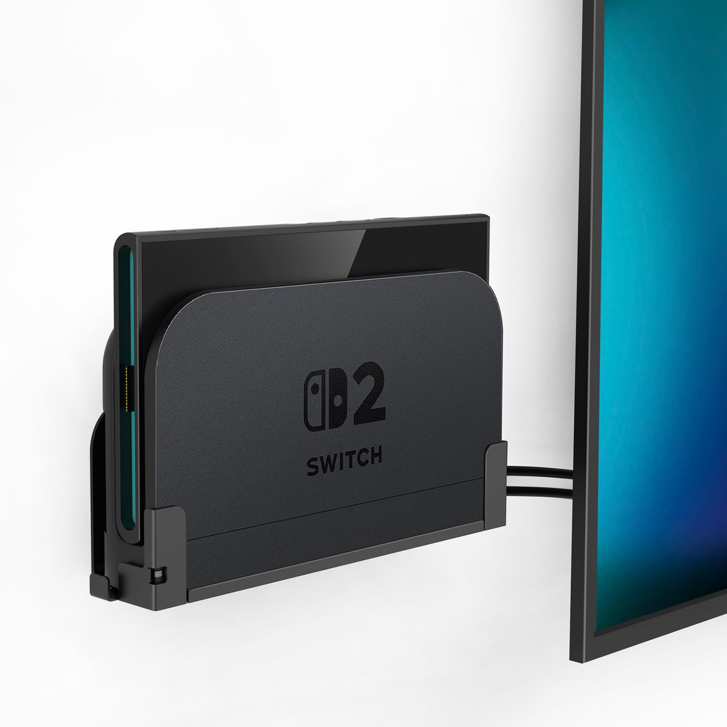 Monzlteck Wall Mount Bracket for Nintendo Switch 2 Dock, Left Side TV Mount, Metal Construction, Space-Saving Design
