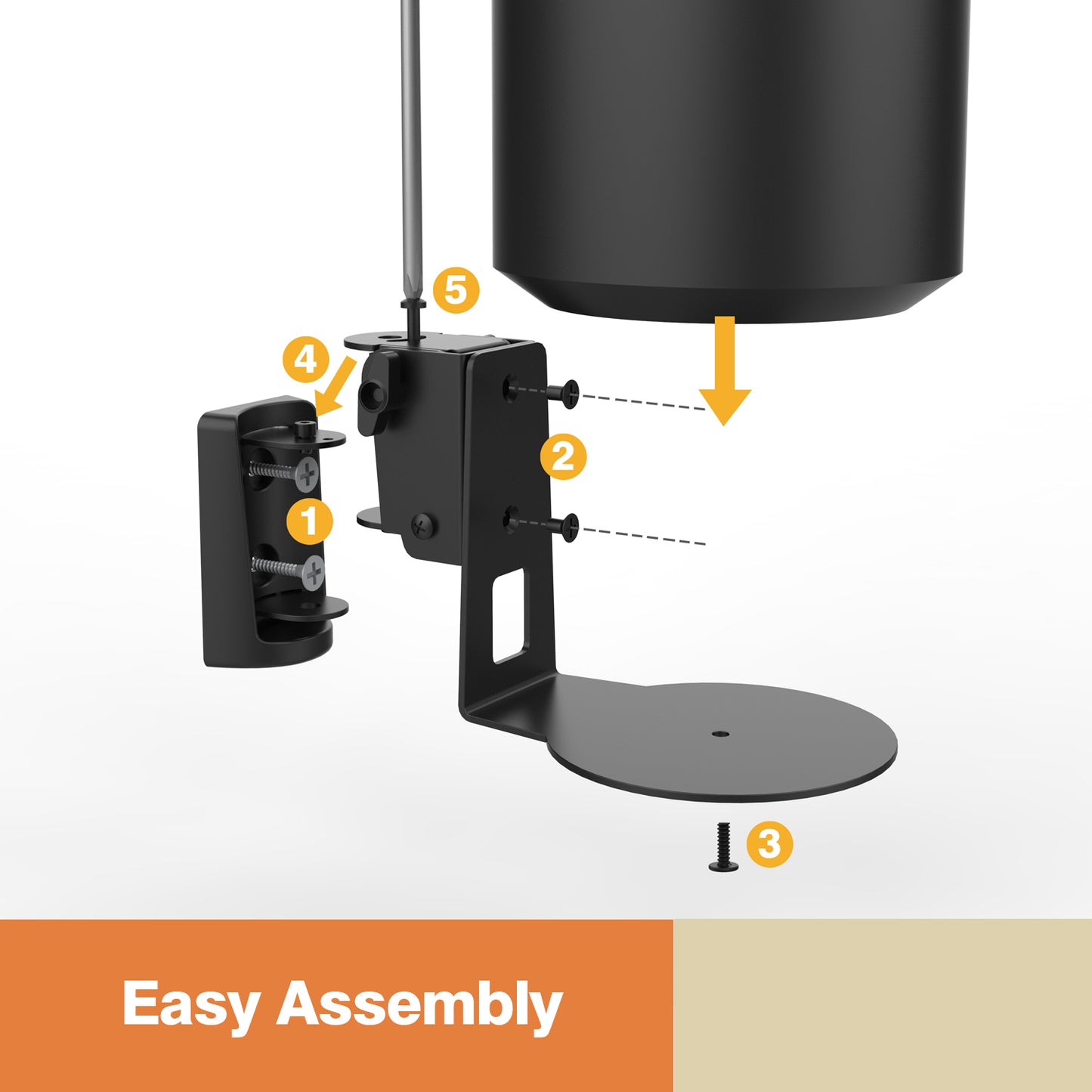 Sonos Era 100 Wall Mount Bracket – All-Metal Heavy Duty Steel, Adjustable Angle (-22° to 3° Tilt, ±45° Swivel), Tool-Free Tilt Adjustment, Includes Mounting Screws & Anchors, Sturdy Anti-Vibration Speaker Wall Bracket