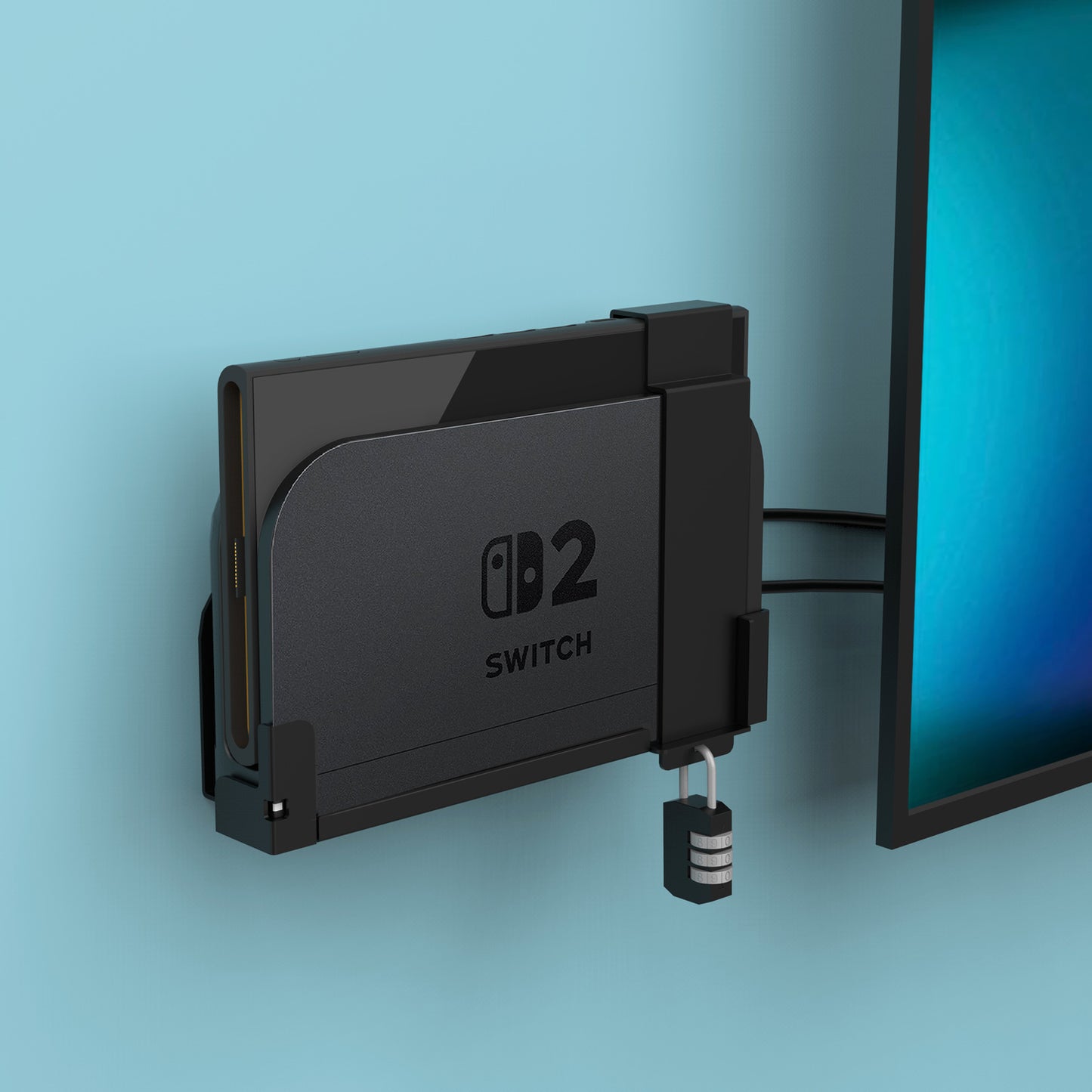 Monzlteck Heavy Duty Anti-Theft Wall Mount for Switch2 – Secure Lockable Metal Bracket with Password Lock ，Includes Mounting Hardware